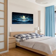 LAVIKARS Wall Art Moon Sea Ocean Vast Paintings Waterproof Canvas Prints Canv…