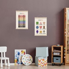 Colors Shapes Posters Hanger Frame, Educational Posters for , Set of 2 Montes…