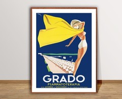 Grado Italy Vintage Travel Poster Beach Scene Art Print Retro Coastal Wall Art