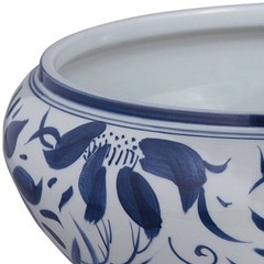 Port 68 Floral Glossy Blue and White 16″ Wide Center Basin