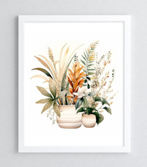 Plants Wall Art Print, Potted Plants Wall Art Decor, Plants Art Print
