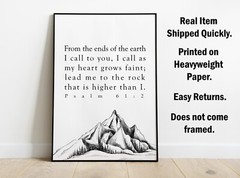 Psalm 61:2, Bible Verse Quote, Horizontal Poster Print, Home Wall Decor