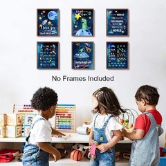 Dinosaur Outer Space Education Number Alphabet Posters Wall Art Prints Planet…