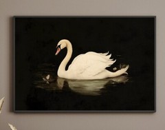 Vintage Swan Print Antique Nursery Wall Decor Vintage Poster