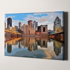 Pittsburgh Pennsylvania Oil Painting USA American Cities Canvas Wall Art Print