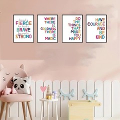 Set of 4 Frame Motivational Quotes Child Poster Art Prints – Nursery Wall Decor