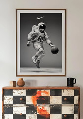 Nike Vintage Astronaut Basketball Poster Wall Art Decor Minimalistic Decor Boys
