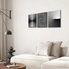 AUUAUU Abstract Line Wall Art Set of 3, 12×16 Inch Framed Black and White Canvas