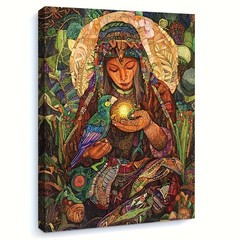 Canvas Art Framed Boho Shaman Parrot Color Mosaic Portrait Decor