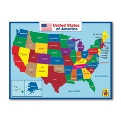 United States Map Laminated Poster – Dry Erase 18 x 24 Inch, Multicolor