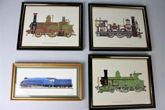 Vintage Set of 4 Railroad Train Wall Art Prints -8″x10″- Locomotive Railway