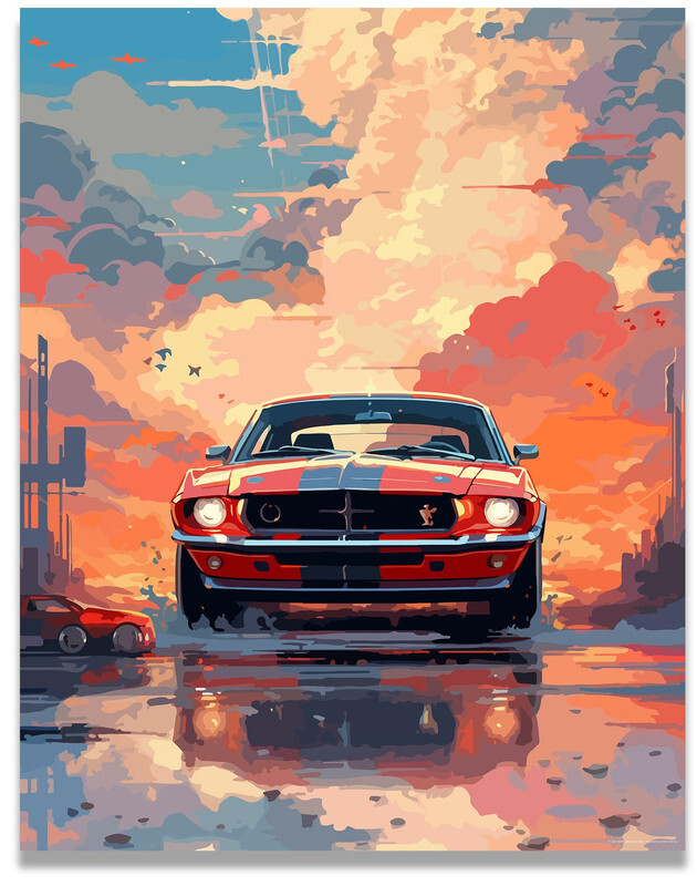 Ford Mustang Poster Room Classic Car Decor Art Garage Wall 11×14 Inches Unframed