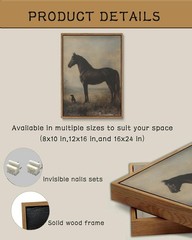 Vintage Horse Framed Wall Art Farmhouse Animal Canvas Wall Art Horse Pictures…