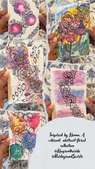 Original Henna Inspired Watercolor Floral Art Print Set of 5 – 4×6 OOAK