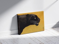 Vintage Japanese Wildlife Canvas Print, Black Panther Style Art Poster
