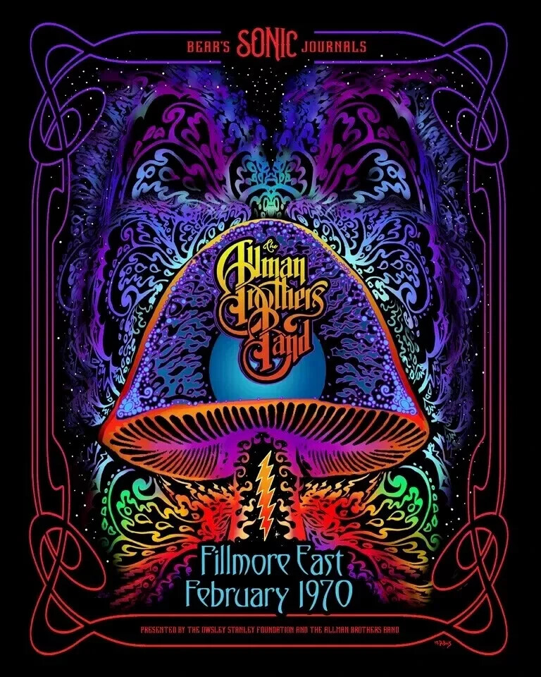 The Allman Brothers Band Fillmore East, NYC Feb 1970 Poster Art Print