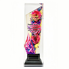 Custom Thank You Award Plaque – Personalized Crystal Rose Gift for Teacher, Boss