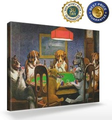 Canvas Print Wall Art – Pokers Dogs Dogs Playing Cards – Wall Decor Modern Ar…