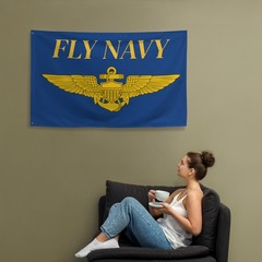 Large Fly Navy Flag Fly Navy Banner Aviator Insignia (1-Sided)