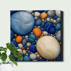Geometric pebble stones Art Print colorful abstract circle pattern modern decor