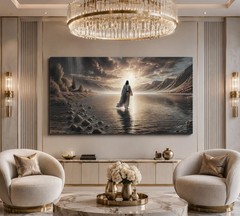 Jesus Walking On Water Canvas Wall Art,Large Jesus Picture Wall Decor,Christi…