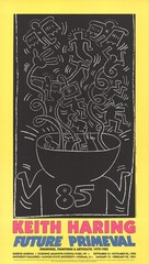 KEITH HARING Future Primeval 37″ x 21″ Serigraph 1990 Pop Art Yellow, Black, Whi