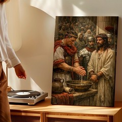 Wall Art Biblical Trial Scene Jesus Crown of Thorns Roman Governor Canvas Print