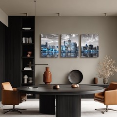 Chicago Skyline Wall Art for Living Room, Modern City Pictures Canvas Wall De…