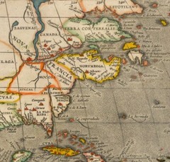 Ancient 1587 Vintage Rare America Map; 100% Cotton Canvas Magnetic Wooden Hanger