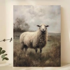 Canvas Wall Art SHEEP Primitive Rustic Farmhouse 12 x 16 Unframed 902