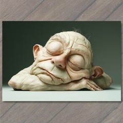 Art Print Funny Elderly Man Asleep Caricature Humor Unique Weird Strange Unusual
