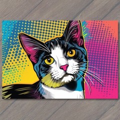 Art Print Cat Pop Art Halftone Cartoon Bright Colorful Fun Cute Colors Happy