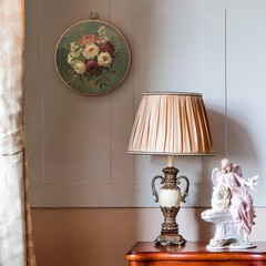 Chinoiserie Spring Floral Framed Round Wall Art,Blue and White Hydrangea Flow…