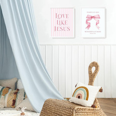 Pink Bow Christian Wall Art Posters Coquette Room Decor Bible Verse Prints 8×10