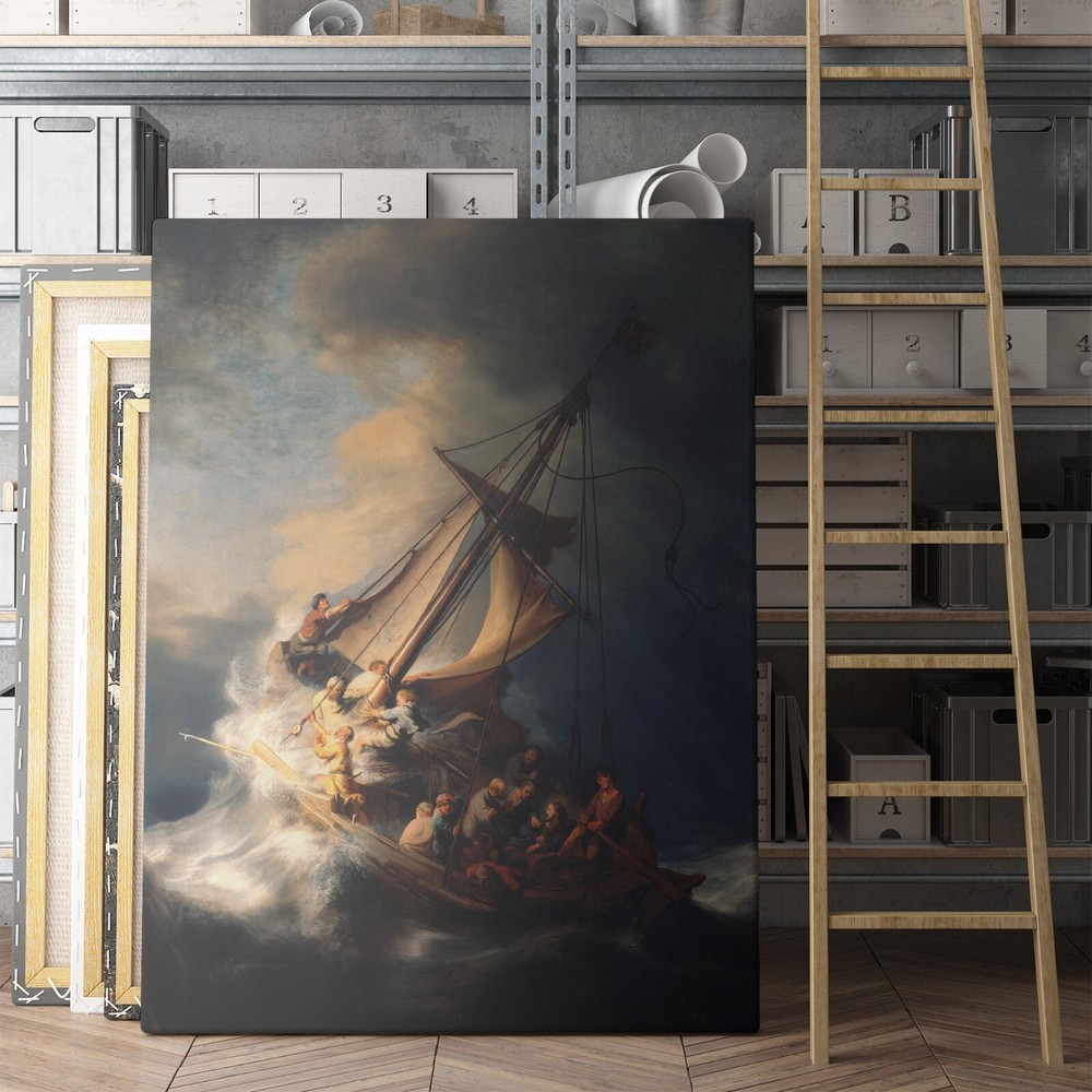 Christ in the Storm on the Sea of Galilee Rembrandt Jesus Canvas Wall Art Print