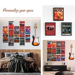 Vintage Rock Band Posters for Room Aesthetic, 70s 80s 90s Retro Music Room Wa…