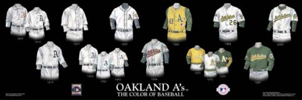 Framed Evolution History Oakland Athletics Uniforms Print