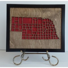 Nebraska State Map Wood Laser Cut Wall Art Decor Picture Plastic Frame USA
