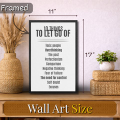 10 Things To Let Go Of Poster Framed 11×17 Modern Motivational Wall Art Gift