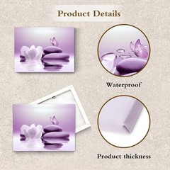Luxurious Waterproof Zen Canvas Art – Butterfly and Water Lily Decor 16×12