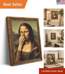 Amusing Vintage Mona Lisa Canvas Wall Art – Perfect for Bathroom Decor 9x11in