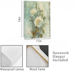 11×14 Green Roses Canvas Print Wall Art