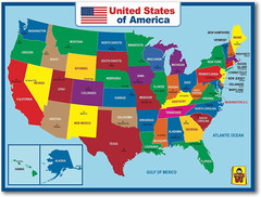 United State Map Laminated Poster -Double Side Educational Poster for Kids/Adult