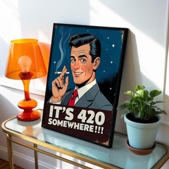 Its 420 Somewhere Poster Retro Stoner Wall Art Vintage Weed Pop Art Marijuana