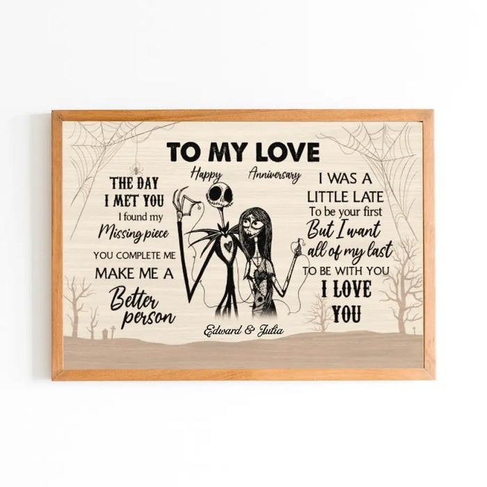 To My Love Happy Wedding Day- Personalized Poster, Halloween Couple Anniversary