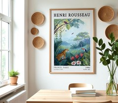 Henri Rousseau Jungle Poster, Exotic Animal Botanical Wall Art Print