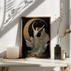 Woman Dancing on the Moon Poster – Art Nouveau Wall Art Print