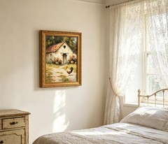 Gold Framed Farmhouse Rooster Wall Art, Vintage Rustic Cottage Barn Floral Ca…