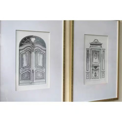 Framed 24 In. X 32 In.Set of 2 Fake Pencil Architectual Wall Art, Wall Decor Acc