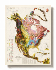 North America Geological Map Wall Art -Vintage 2D Topographic Poster Print Decor